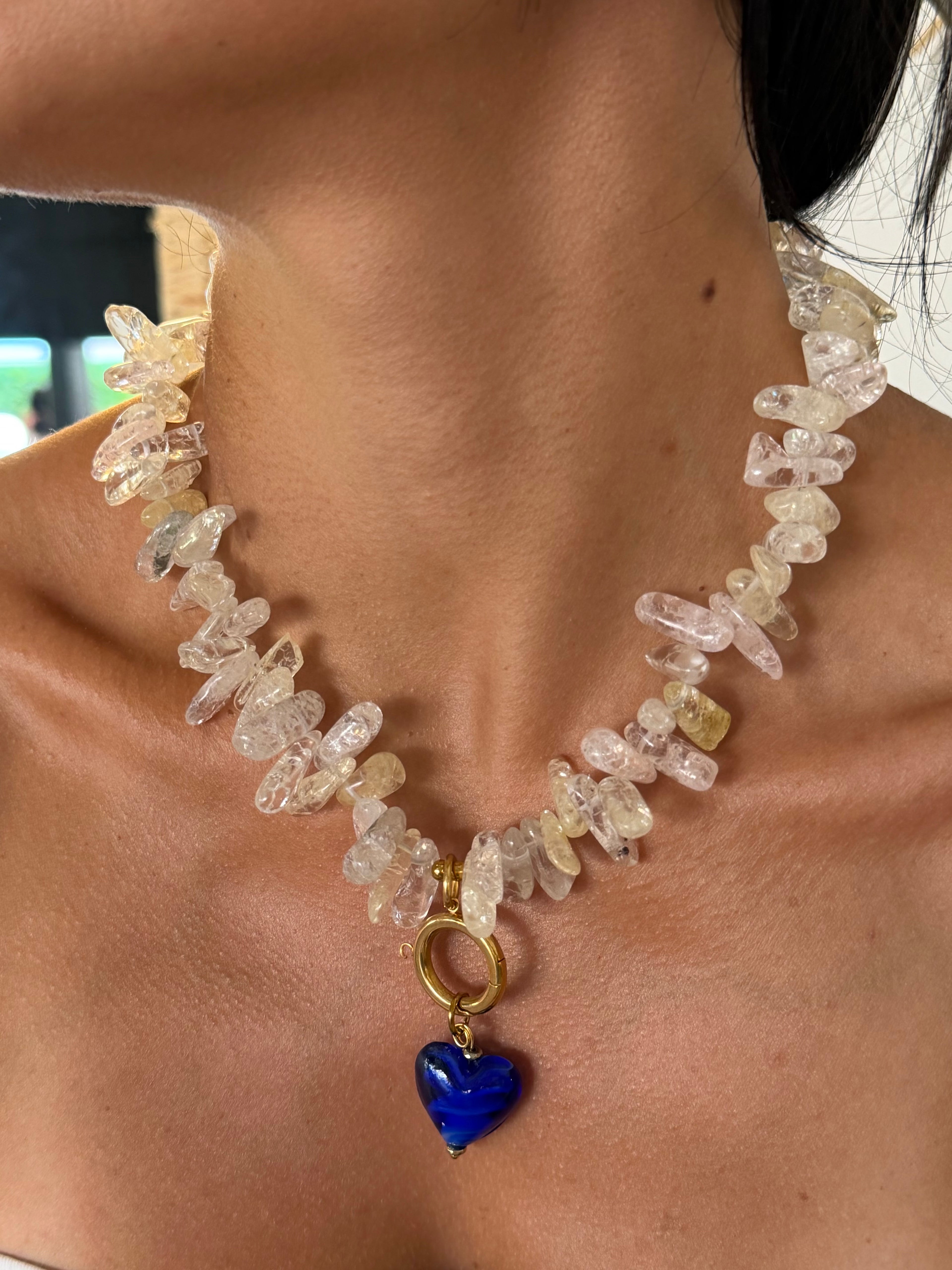 Crystal Blue Heart Necklace