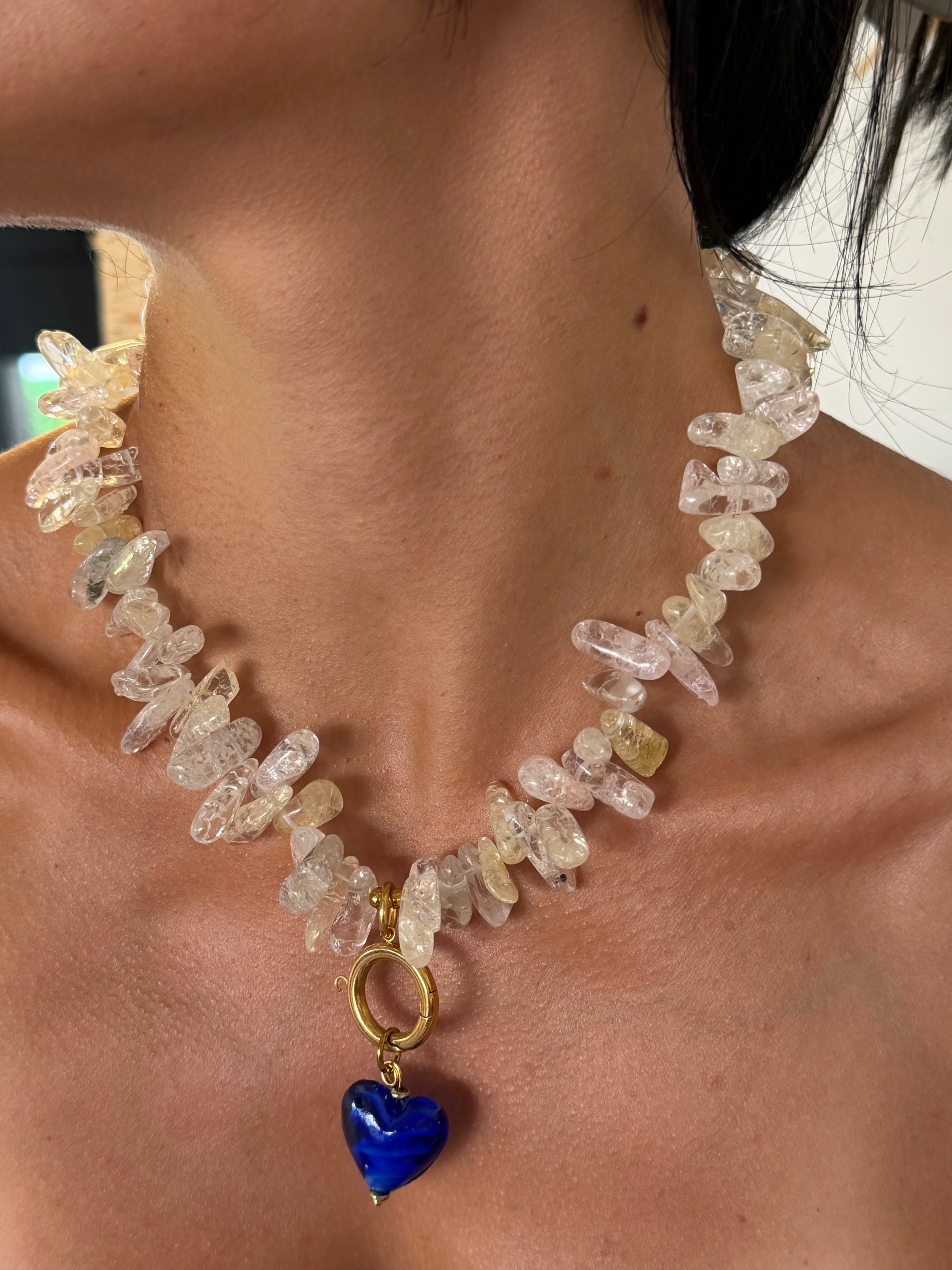 Crystal Blue Heart Necklace